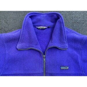 Vintage 80s Patagonia Heavy Fleece Jacket Full Zip Blue Bomber Men’s Large